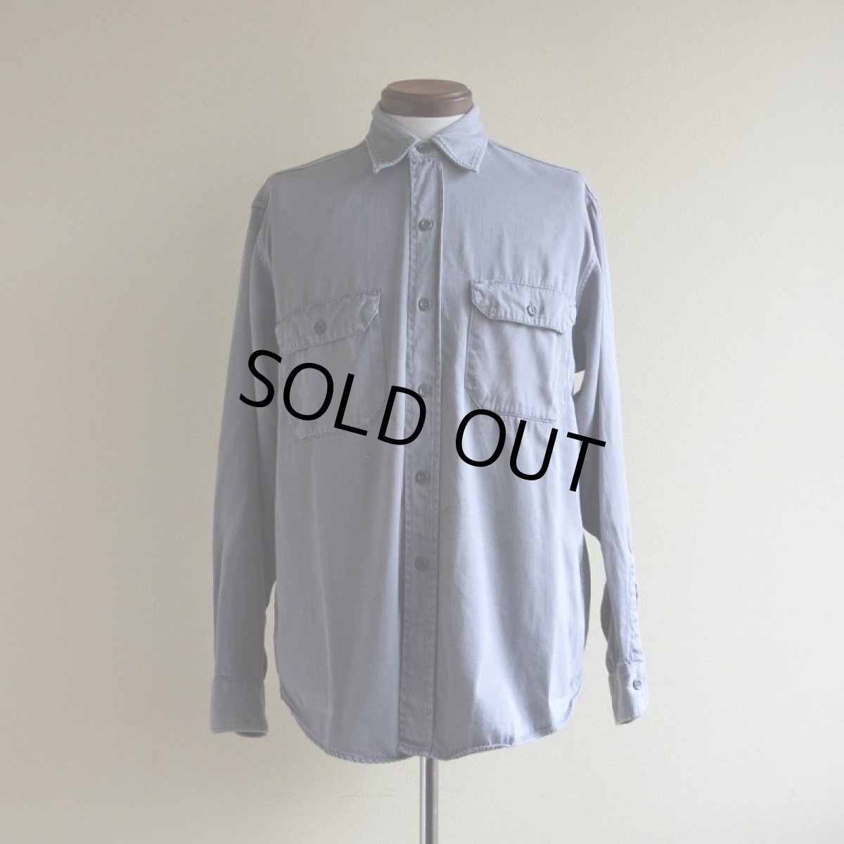 画像1: 1950s〜 PENNEY'S BIGMAC マチ付きワークシャツ　 ARMY CLOTH　 実寸L  (1)