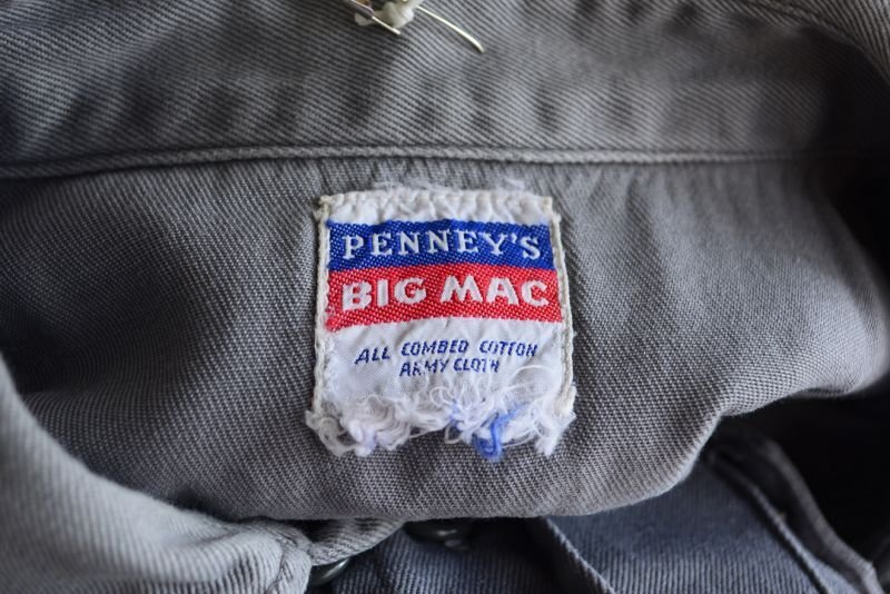 1950s〜 PENNEY'S BIGMAC マチ付きワークシャツ ARMY CLOTH 実寸L