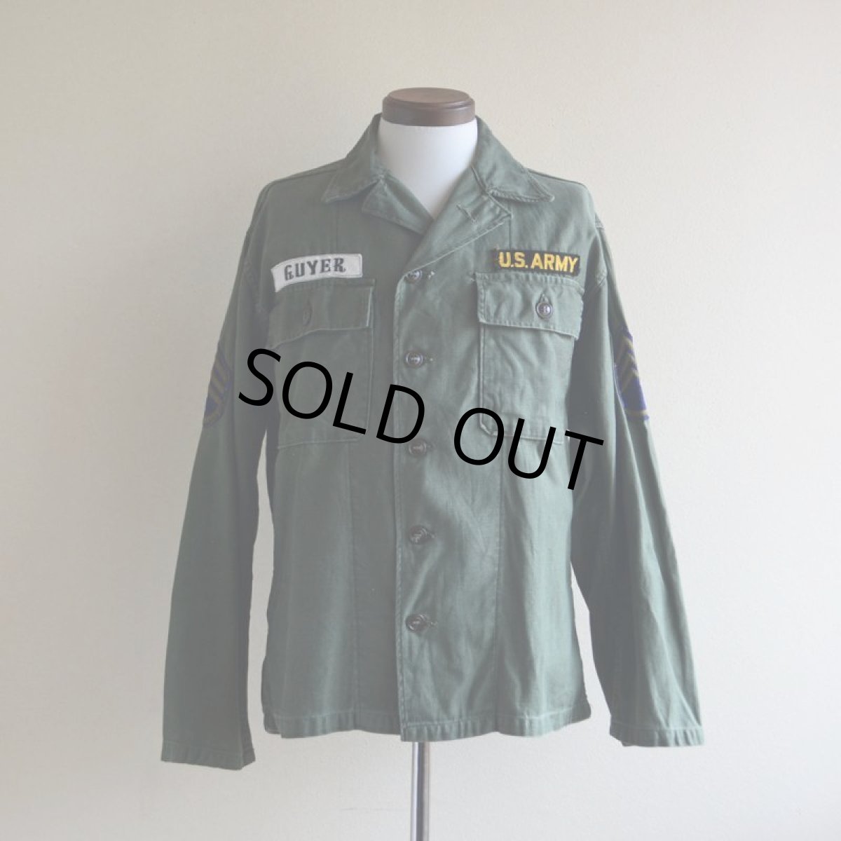画像1: 1950s US.ARMY OG107 ユーティリティシャツ　 1st初期　 表記S  (1)