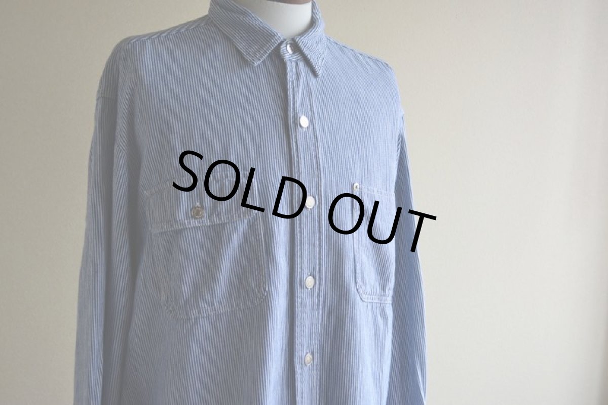 画像8: 1980-90s Polo RALPH LAUREN ガチャポケ ヒッコリーシャツ　 MADE IN USA　 表記XL  (8)