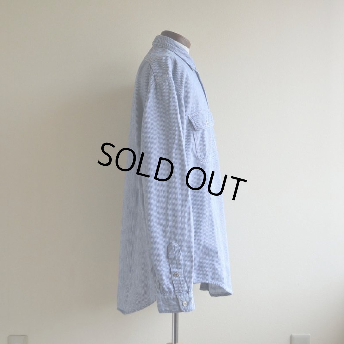 画像2: 1980-90s Polo RALPH LAUREN ガチャポケ ヒッコリーシャツ　 MADE IN USA　 表記XL  (2)