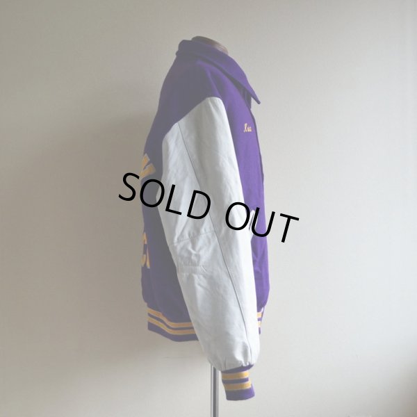 画像4: 1990s HOLLOWAY 袖レザースタジャン　 MADE IN USA　 表記XL 