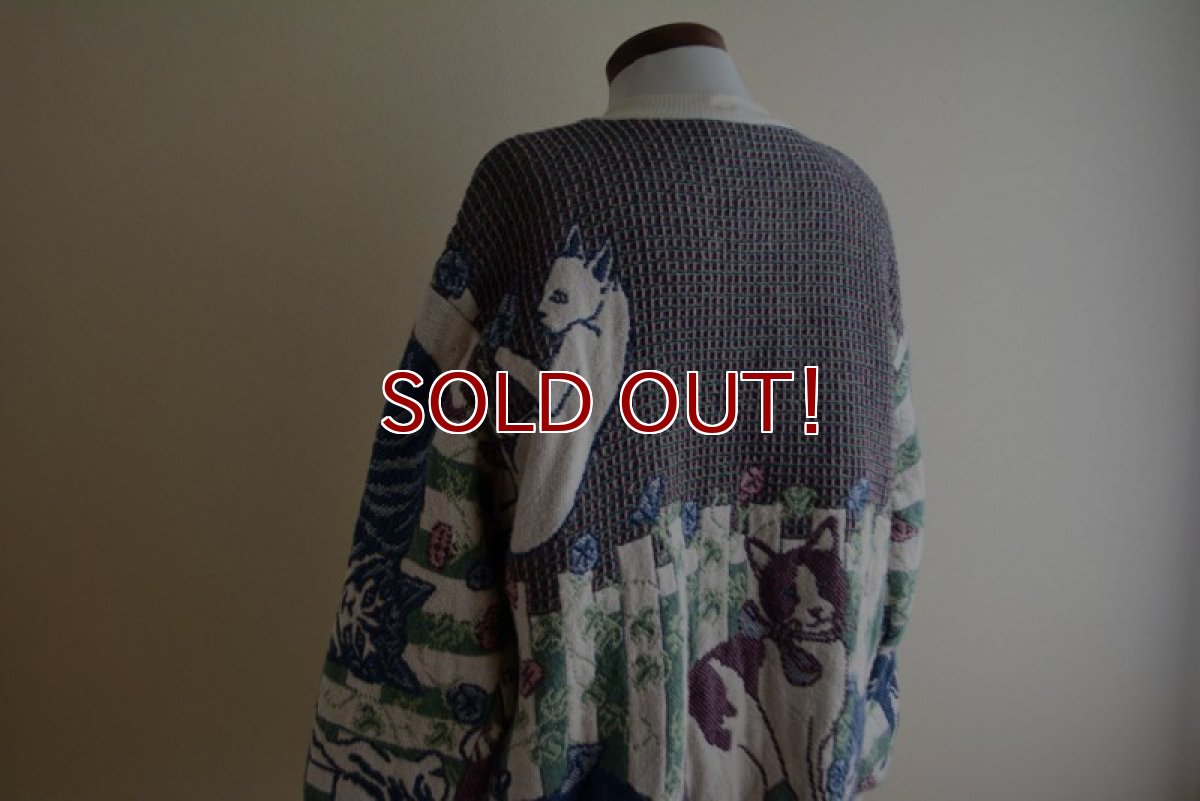 画像13: Sugar Street Weavers ネコ柄ゴブランコットンセーター　 MADE IN USA　 表記ONE SIZE  (13)