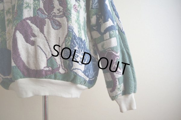 画像9: Sugar Street Weavers ネコ柄ゴブランコットンセーター  MADE IN USA  表記ONE SIZE