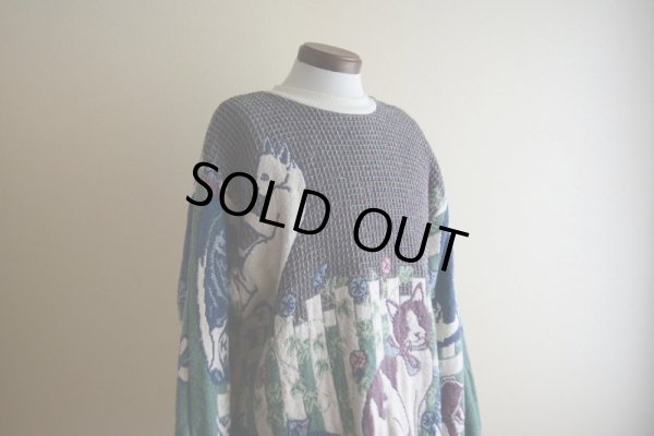 画像7: Sugar Street Weavers ネコ柄ゴブランコットンセーター  MADE IN USA  表記ONE SIZE