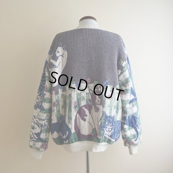 画像3: Sugar Street Weavers ネコ柄ゴブランコットンセーター  MADE IN USA  表記ONE SIZE