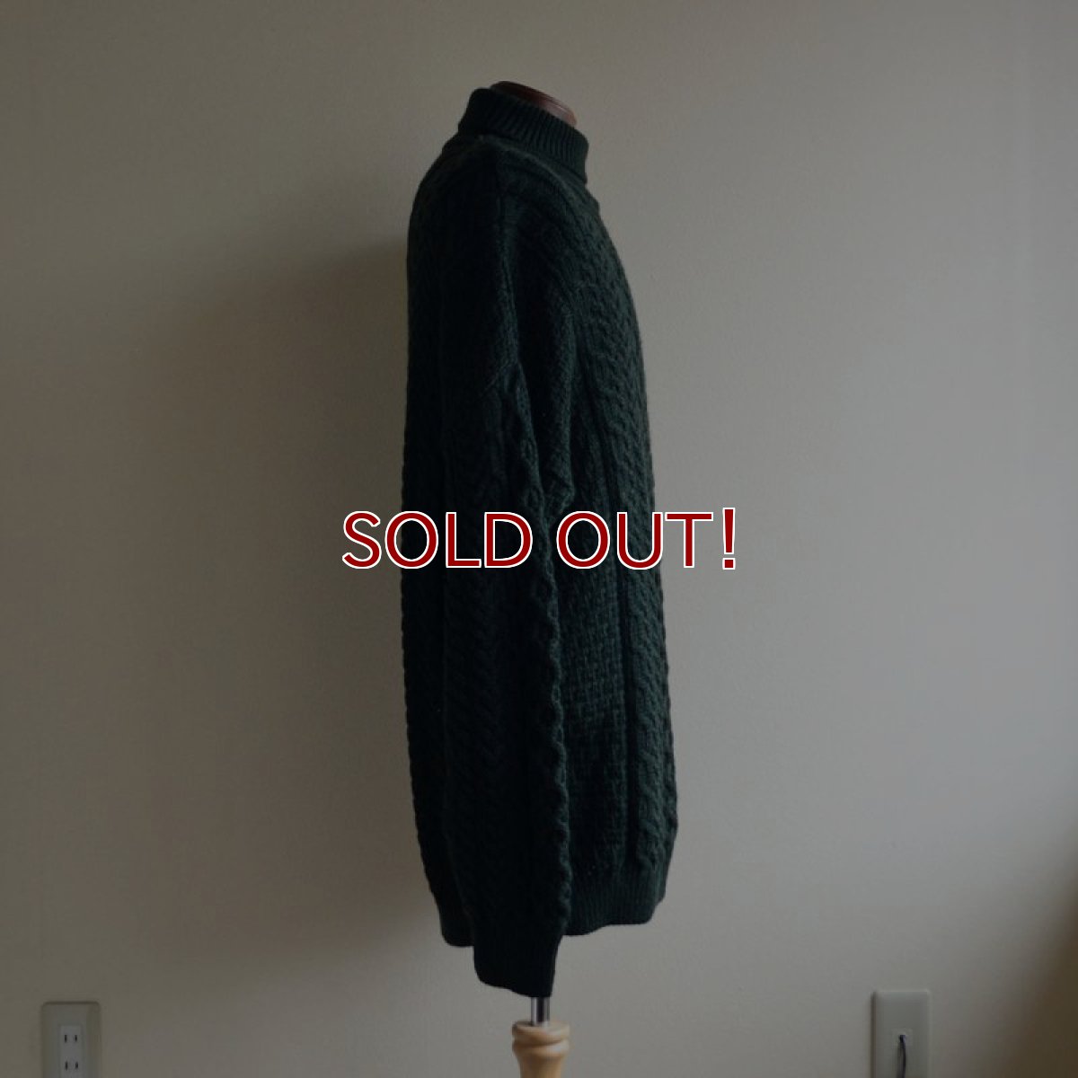 画像2: BLARNEY WOOLLEN MILLS タートルネック フィッシャーマンセーター　 MADE IN IRELAND　 表記XL  (2)