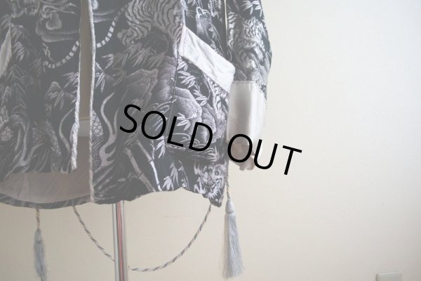 画像9: 1950s Pearl Line 西陣織 寅×龍スーベニアガウン　 黒×銀　 表記S 