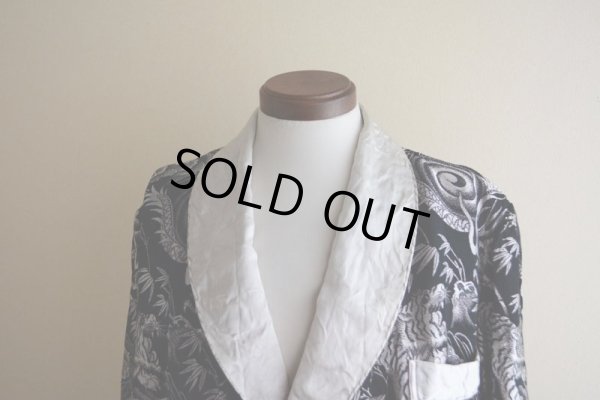 画像6: 1950s Pearl Line 西陣織 寅×龍スーベニアガウン　 黒×銀　 表記S 