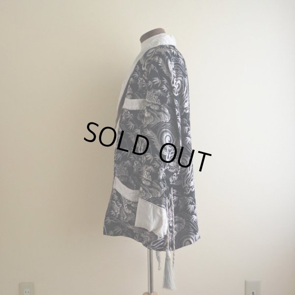 画像4: 1950s Pearl Line 西陣織 寅×龍スーベニアガウン　 黒×銀　 表記S 