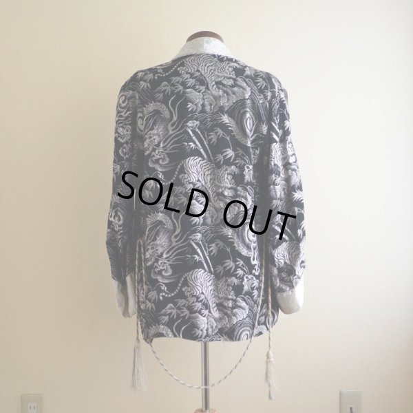 画像3: 1950s Pearl Line 西陣織 寅×龍スーベニアガウン　 黒×銀　 表記S 