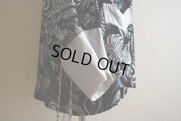 画像12: 1950s Pearl Line 西陣織 寅×龍スーベニアガウン　 黒×銀　 表記S 