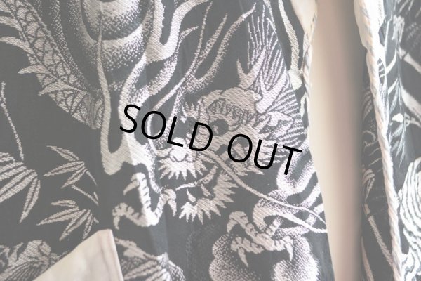 画像15: 1950s Pearl Line 西陣織 寅×龍スーベニアガウン　 黒×銀　 表記S 