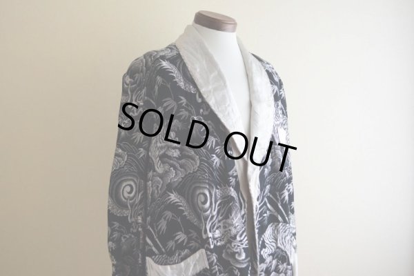 画像7: 1950s Pearl Line 西陣織 寅×龍スーベニアガウン　 黒×銀　 表記S 