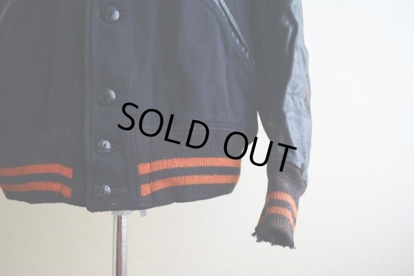 画像8: 1940s〜 LOWE&CAMPBELL 袖レザーボタンスタジャン  実寸ML