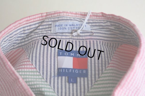 画像5: 1990s TOMMY HILFIGER シアサッカーBDシャツ　 表記L 