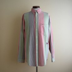 画像1: 1990s TOMMY HILFIGER シアサッカーBDシャツ　 表記L  (1)