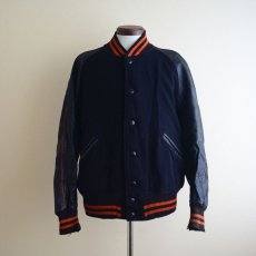 画像1: 1940s〜 LOWE&CAMPBELL 袖レザーボタンスタジャン　 実寸ML  (1)