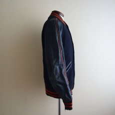 画像2: 1940s〜 LOWE&CAMPBELL 袖レザーボタンスタジャン　 実寸ML  (2)