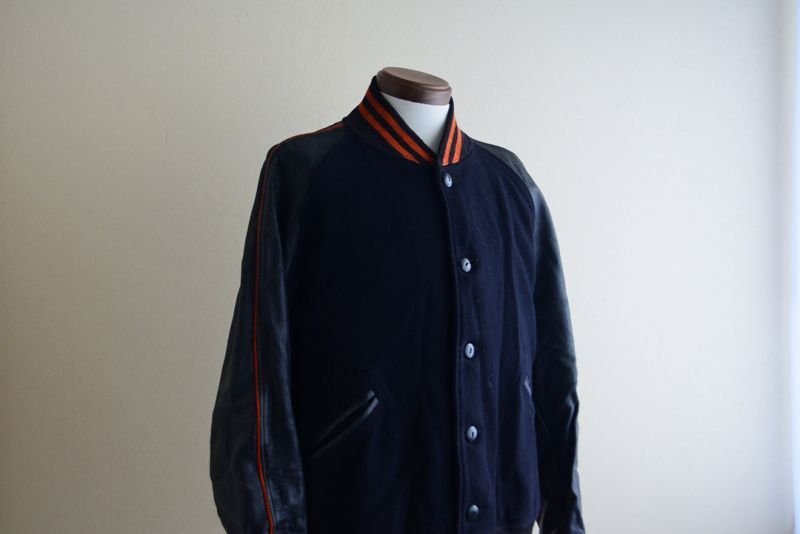画像1: 1940s〜 LOWE&CAMPBELL 袖レザーボタンスタジャン 実寸ML