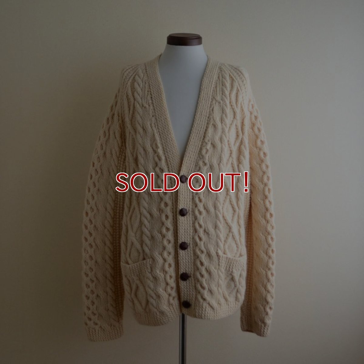 画像1: KELLY KNITWEAR フィッシャーマンニットカーディガン　 MADE IN IRELAND　 実寸L  (1)