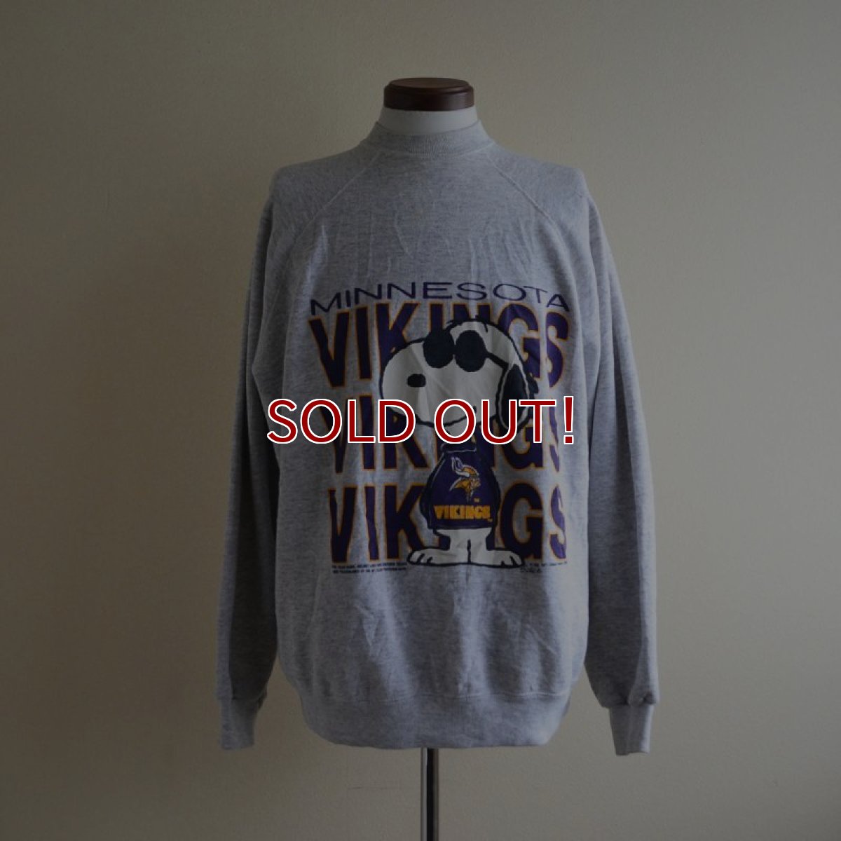 画像1: 1980s JOE COOL MINNESOTA VIKINGS NFL プリントスウェット　 実寸L-XL  (1)