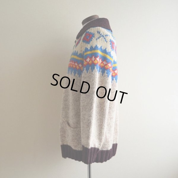 画像4: 1960s〜 ダイヤ柄カウチンセーター　 実寸M 