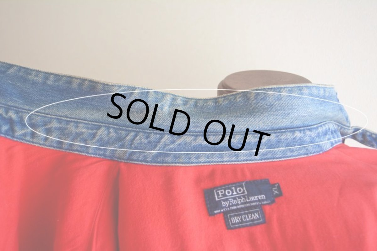 画像18: 1990s Polo by Ralph Lauren チンスト付きデニムジャケット　 MADE IN USA　 表記XL  (18)