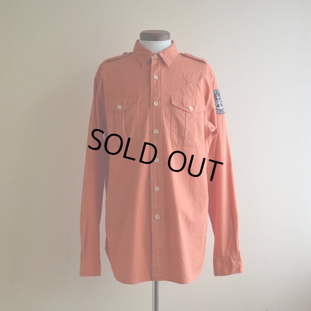 画像1: 1990s Polo by RalphLauren USRL NAVAL STATION マチ付きシャツ　 表記L  (1)