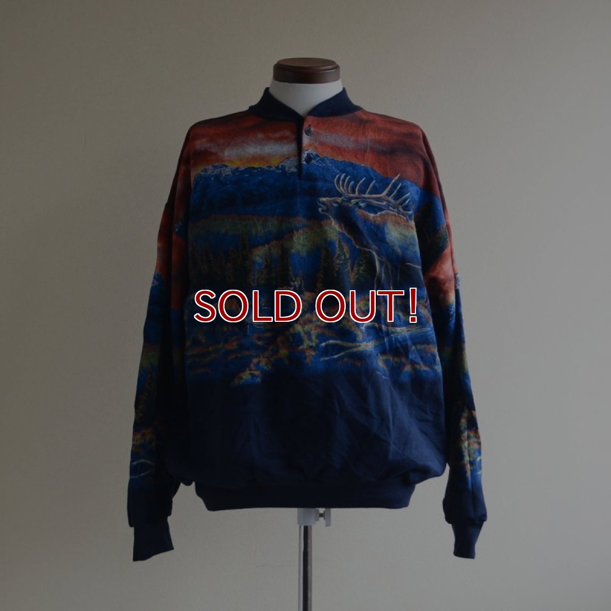 画像1: 1990s Art Unlimited シカ総柄スウェット　 DEAD STOCK/MADE IN USA　 表記L  (1)