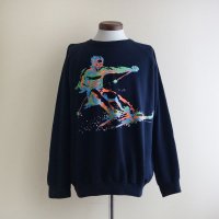 1980s〜 ALORE スキープリントスウェット  MADE IN USA　 表記XL 