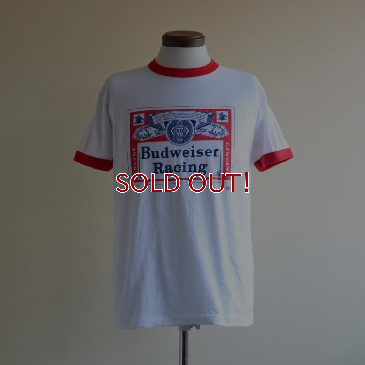 画像1: 1980s Budweiser Racing リンガーTシャツ　 表記L  (1)