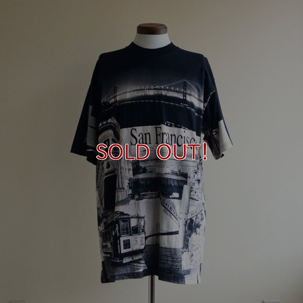 画像1: 1990-00s SAN FRANCISCO 総柄プリントTシャツ　 Edwards Teez　 表記XL  (1)