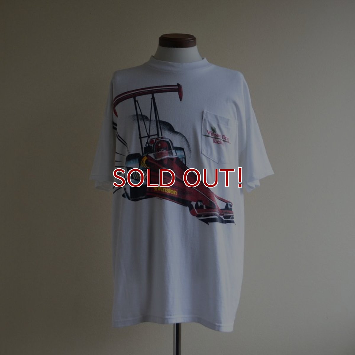 画像1: 1990s Winston Drag Racing ポケットTシャツ　 "両面プリント"　 実寸XL  (1)