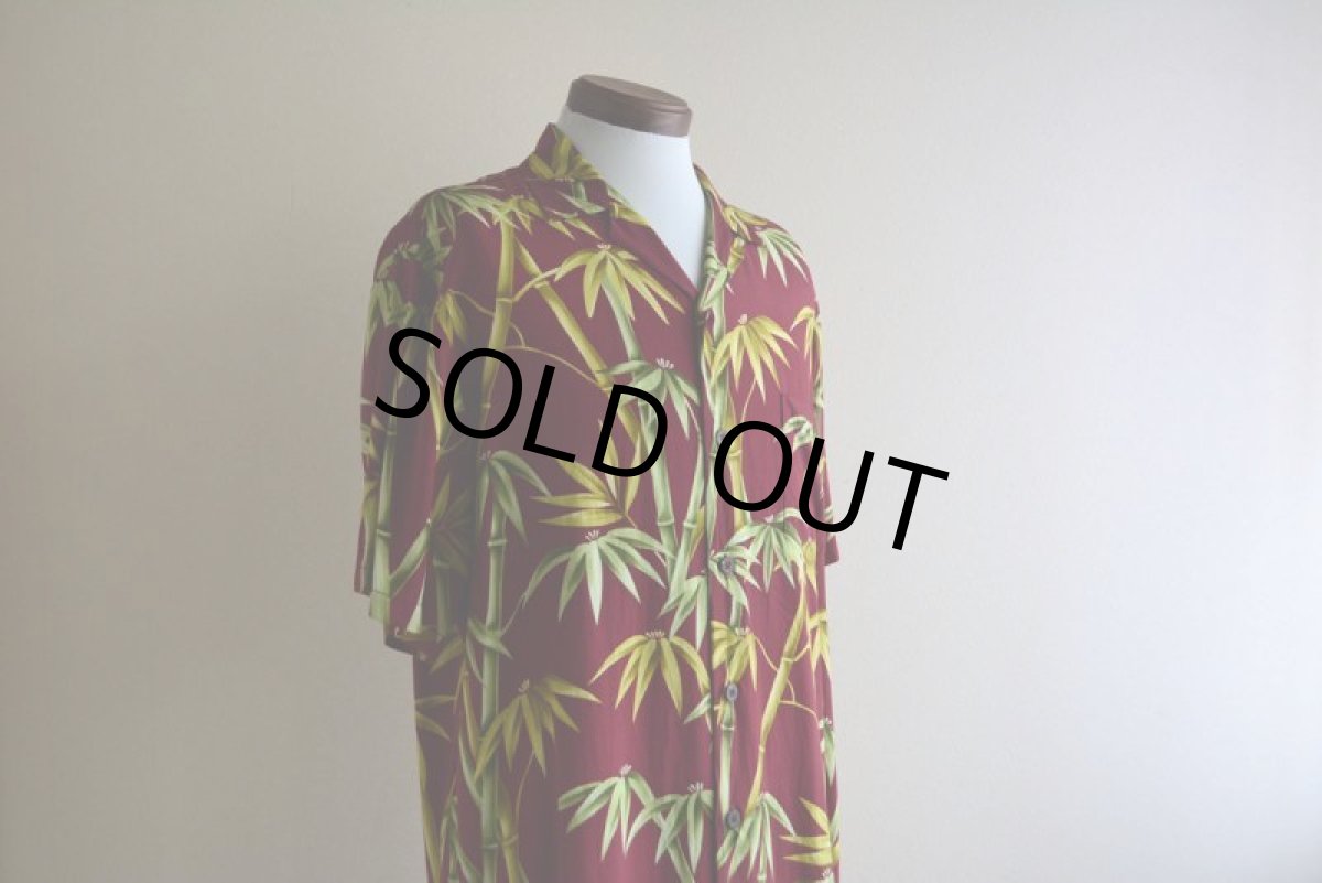 画像7: Bishop St.  バンブー柄レーヨンアロハシャツ　 "MADE IN HAWAII"　 表記M  (7)