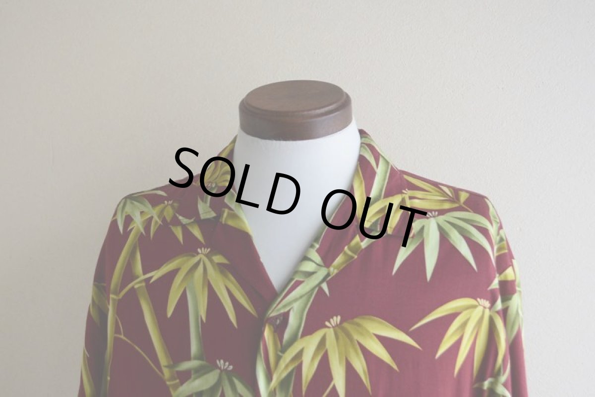 画像6: Bishop St.  バンブー柄レーヨンアロハシャツ　 "MADE IN HAWAII"　 表記M  (6)