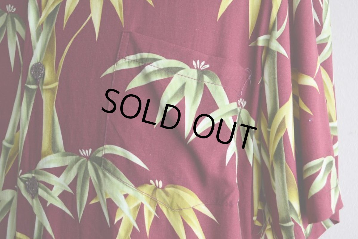 画像9: Bishop St.  バンブー柄レーヨンアロハシャツ　 "MADE IN HAWAII"　 表記M  (9)