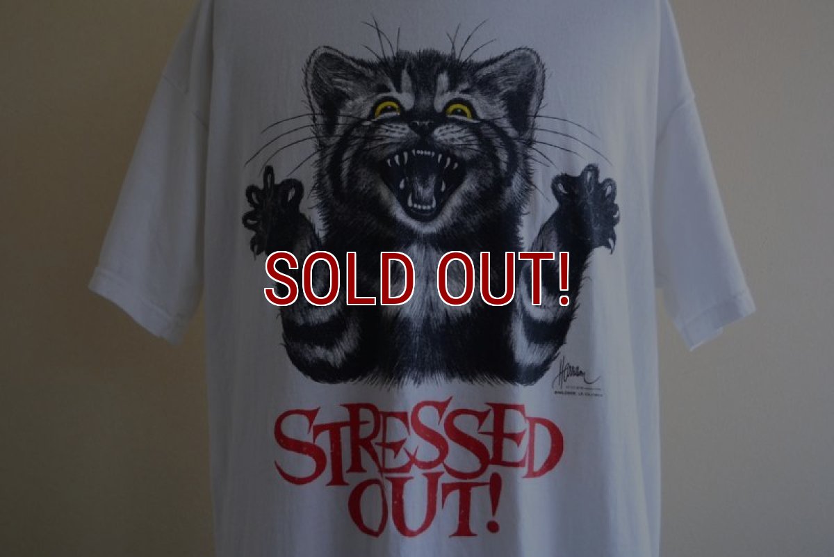 画像8: 1990-00s STRESSED OUT！ ネコTシャツ　 表記XL  (8)