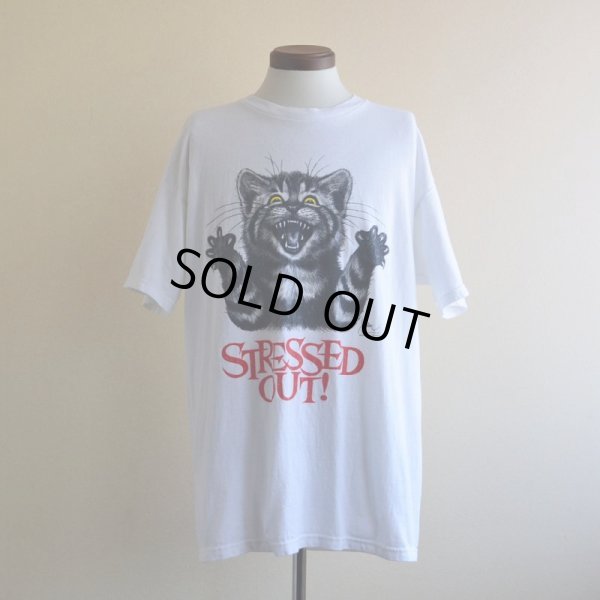 画像1: 1990-00s STRESSED OUT！ ネコTシャツ　 表記XL 