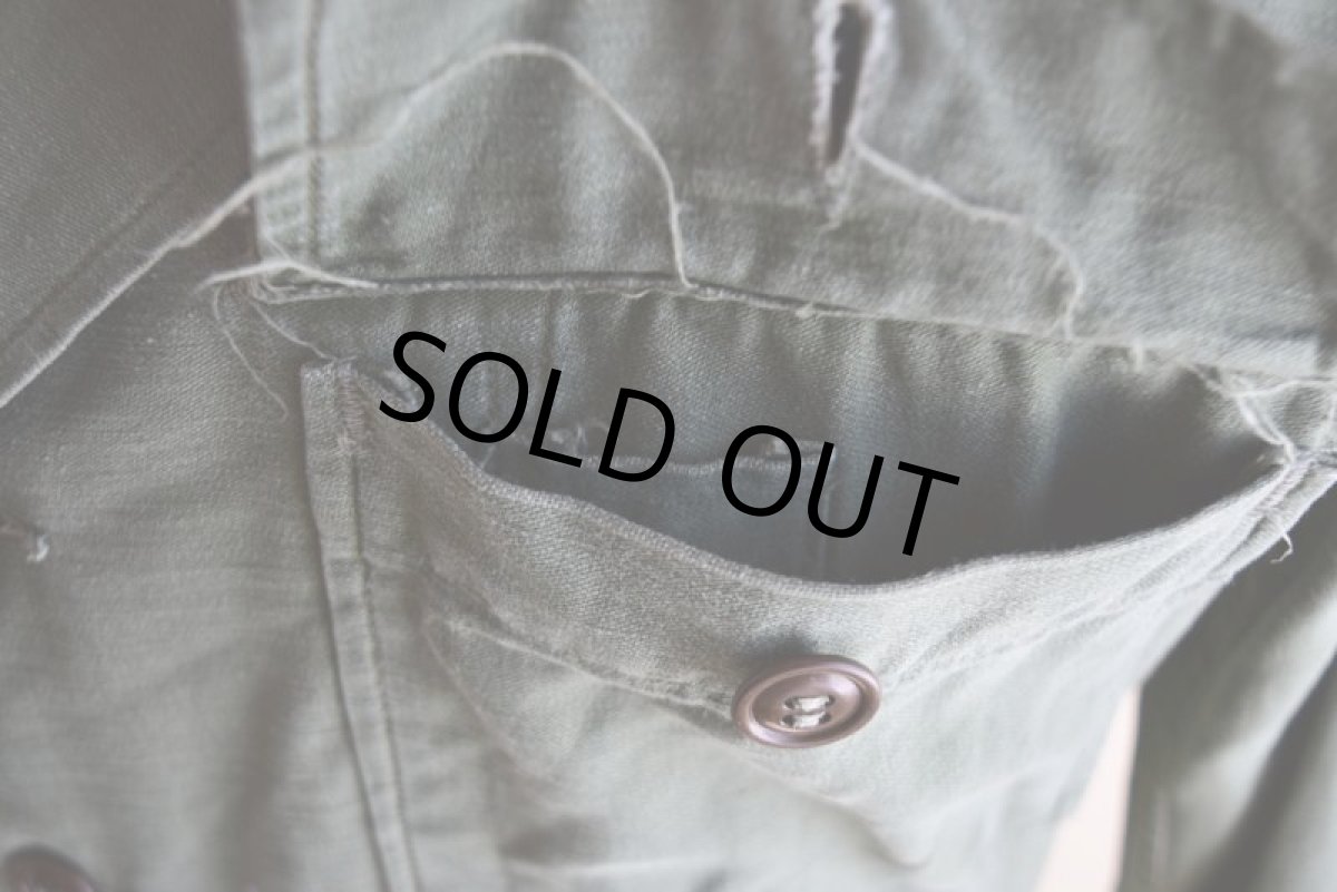 画像9: 1950s US.ARMY OG107 ユーティリティシャツ　 "1st初期"　 実寸S  (9)