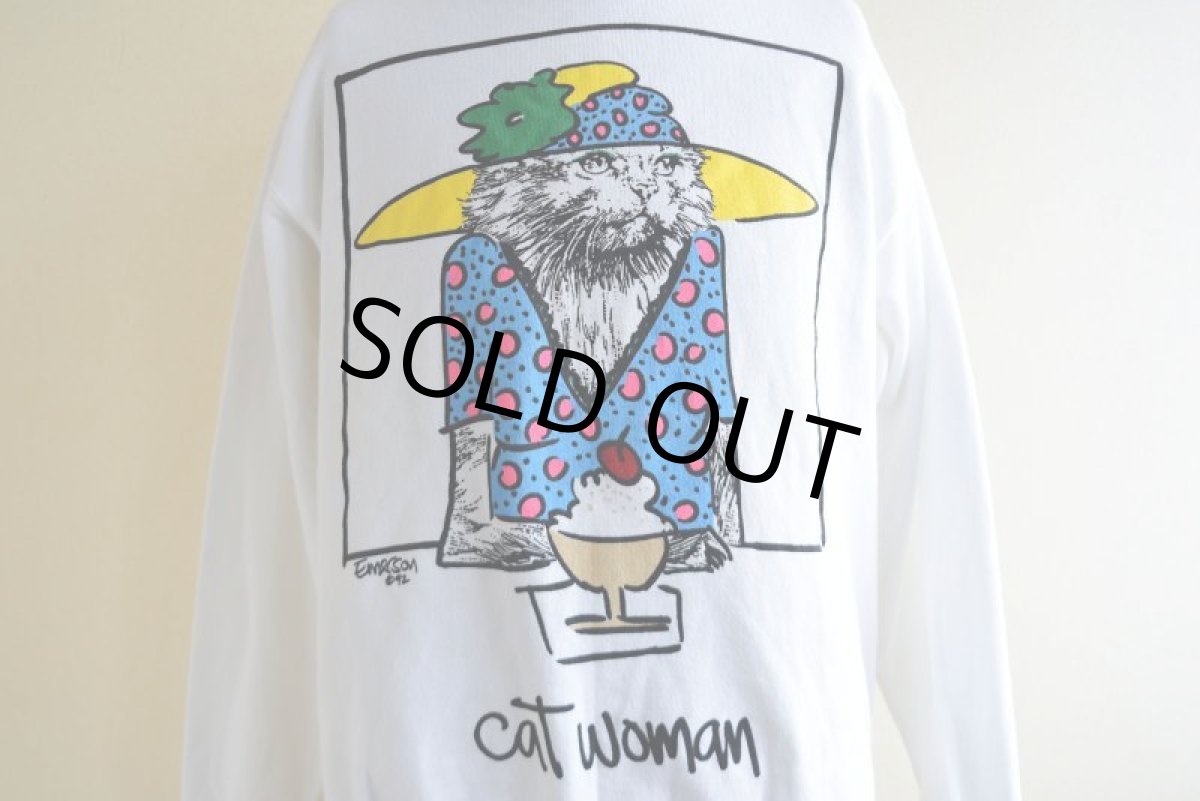 画像9: 1990s LISTEN HONEY 'cat woman' アートスウェット　 "MADE IN USA"　 表記M  (9)