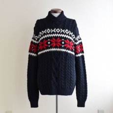 画像1: Polo by RalphLauren 雪柄ウールセーター　 "HAND KNIT"　 表記L  (1)