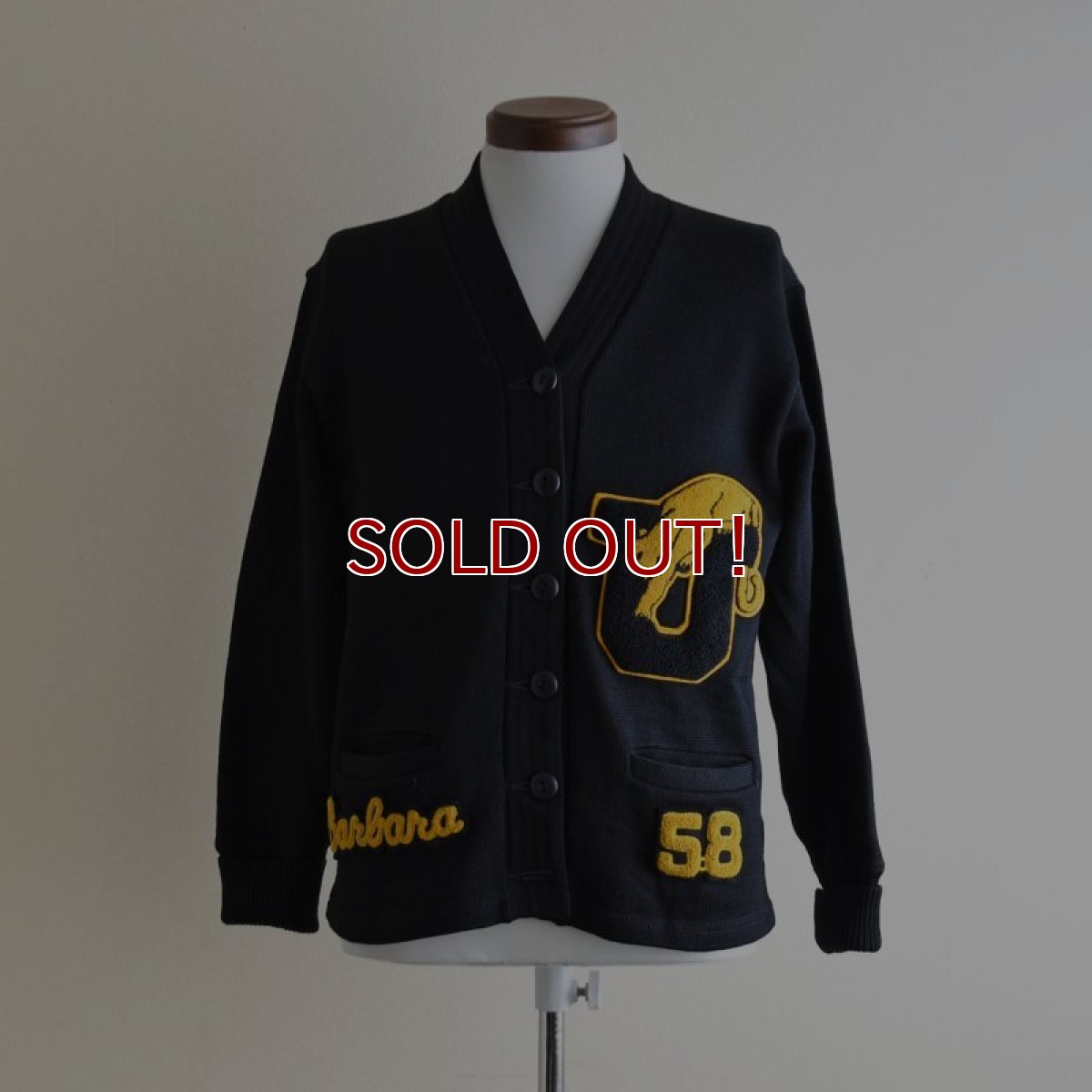 画像1: 1950s COLEMAN KNITTING MILLS レタードカーディガン　  "BLACK"　 実寸S  (1)