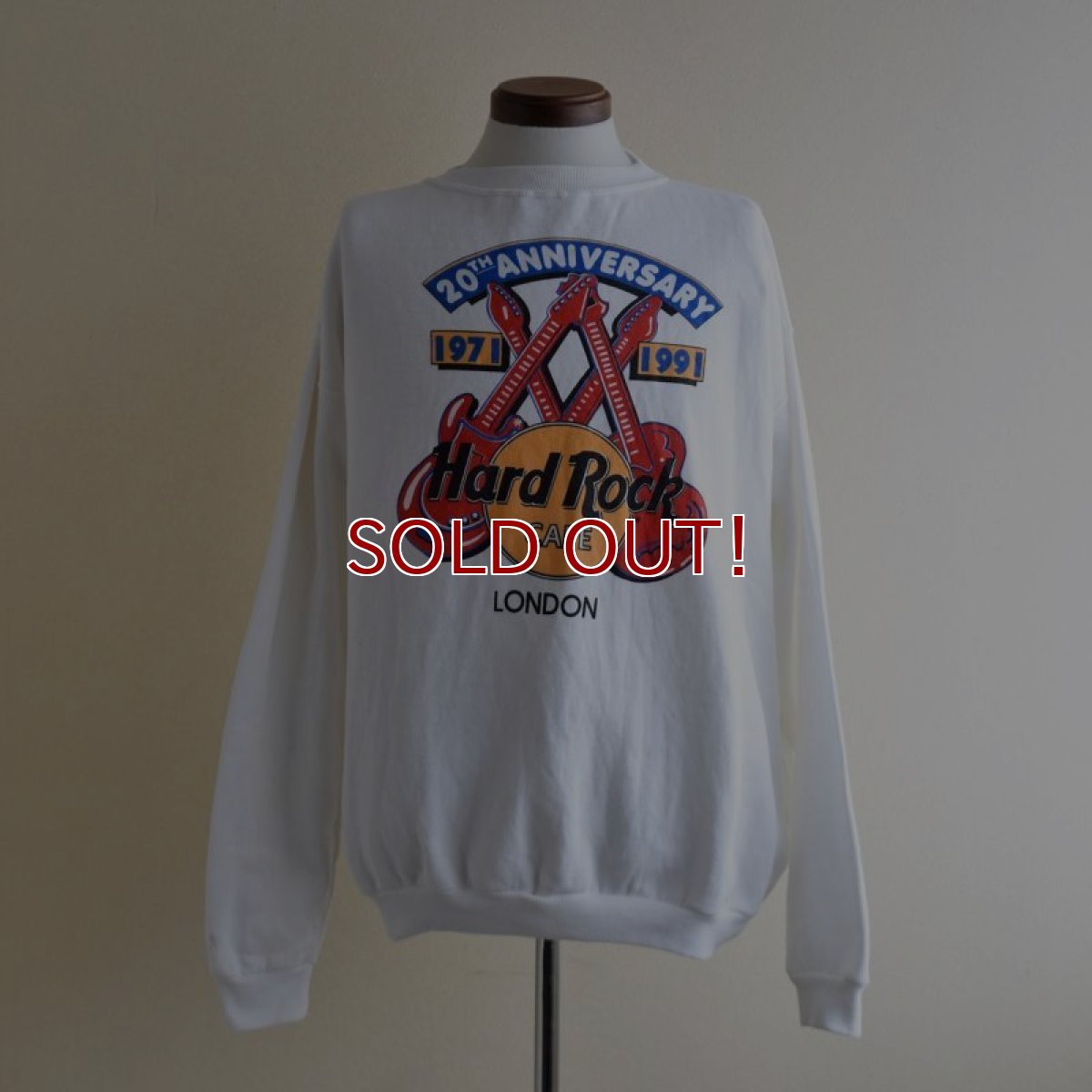 画像1: 1990s Hard Rock CAFE LONDON ロゴプリントスウェット　 "20th ANNIVERSARY"　 表記XL  (1)