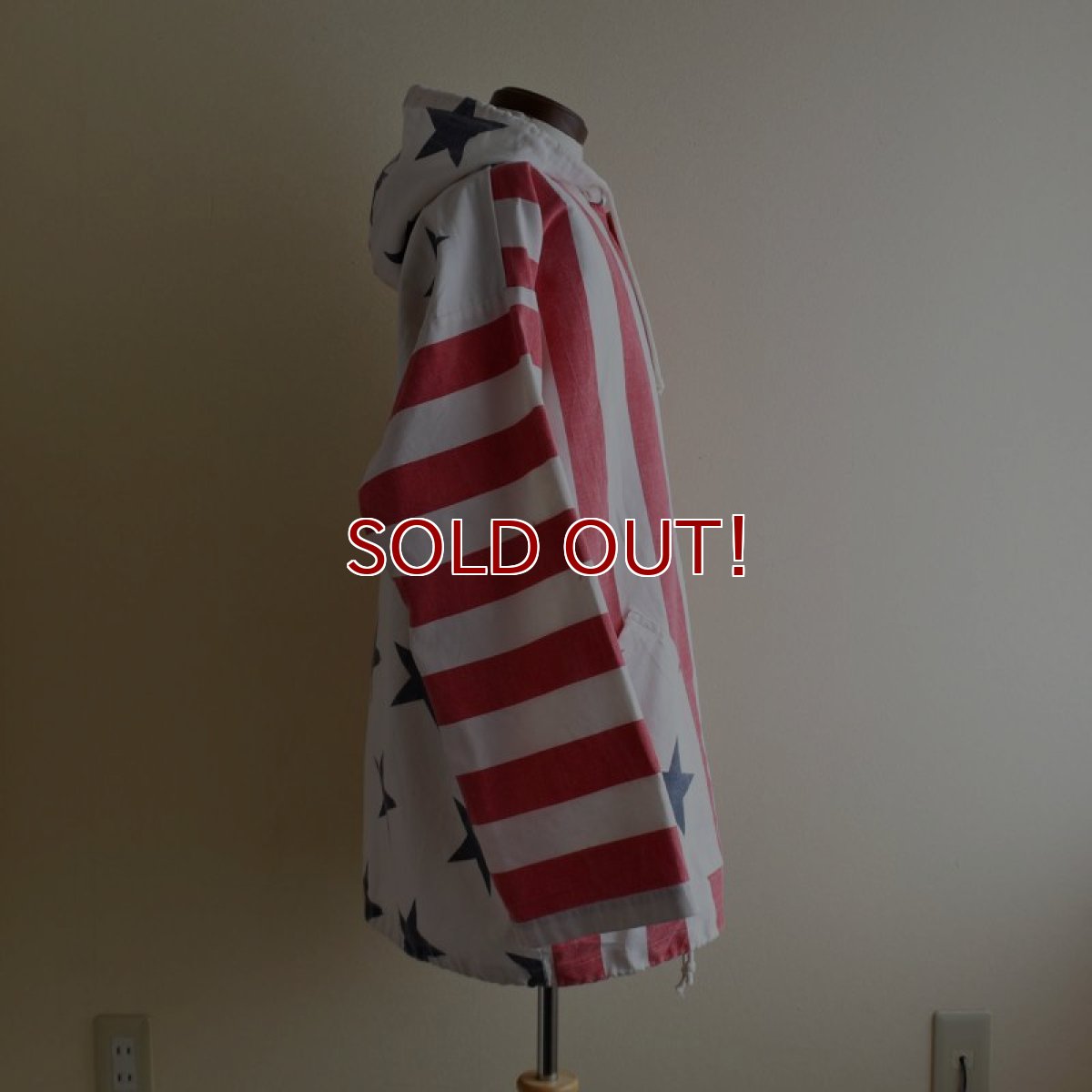 画像2: 1990s MICHIGAN RAG 星条旗柄コットンパーカー　 "MADE IN USA"　 表記S/M  (2)