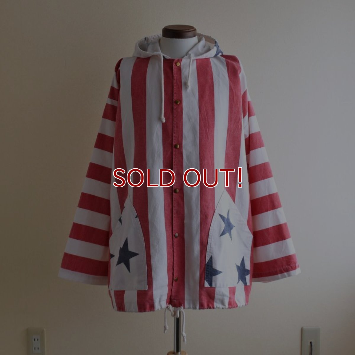 画像1: 1990s MICHIGAN RAG 星条旗柄コットンパーカー　 "MADE IN USA"　 表記S/M  (1)