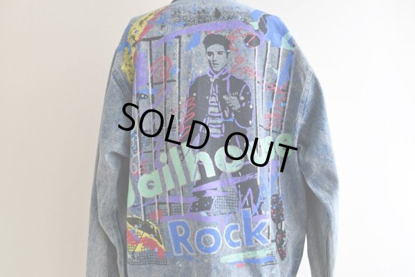 画像14: 1990s ELVIS 監獄ロック ペイントデニムジャケット  表記M((実寸L-XL))