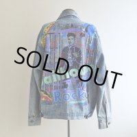 1990s ELVIS 監獄ロック ペイントデニムジャケット　 表記M((実寸L-XL)) 