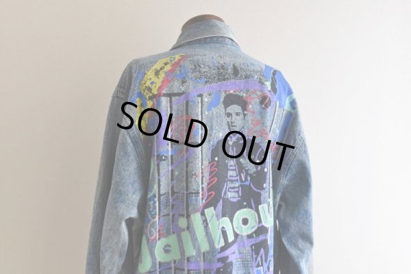 画像13: 1990s ELVIS 監獄ロック ペイントデニムジャケット  表記M((実寸L-XL))