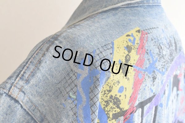 画像18: 1990s ELVIS 監獄ロック ペイントデニムジャケット  表記M((実寸L-XL))